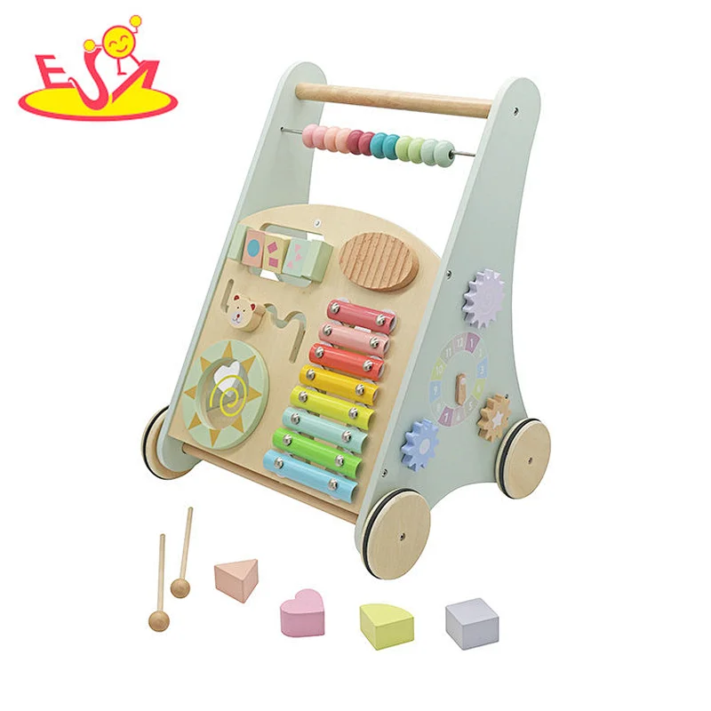 Hot Selling Educational Activity Sensory Wooden Push Walker For Baby W08J001G-2