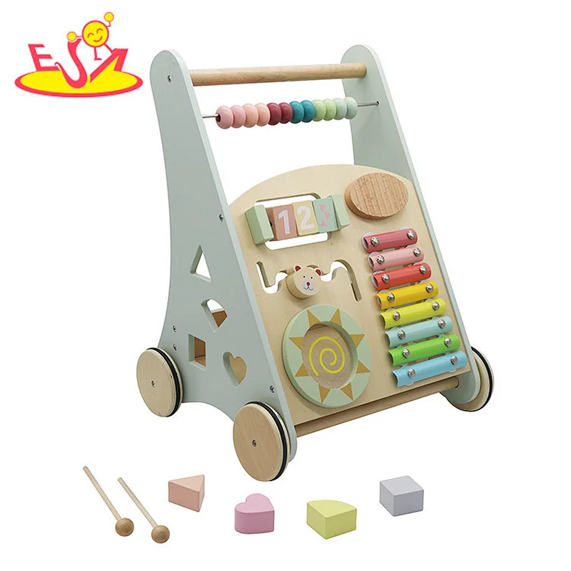 Hot Selling Educational Activity Sensory Wooden Push Walker For Baby W08J001G-2